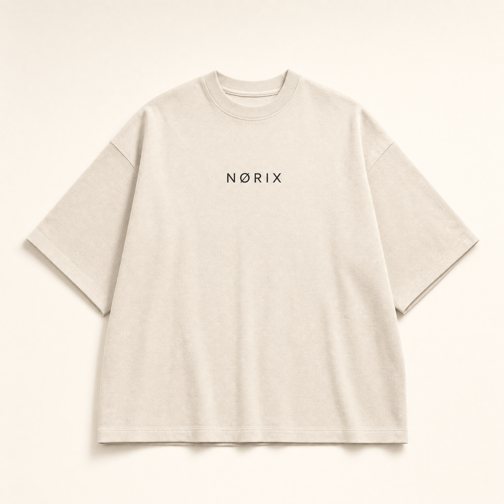NORIX Concrete Sand oversized T-Shirt - front product view on an off-white background