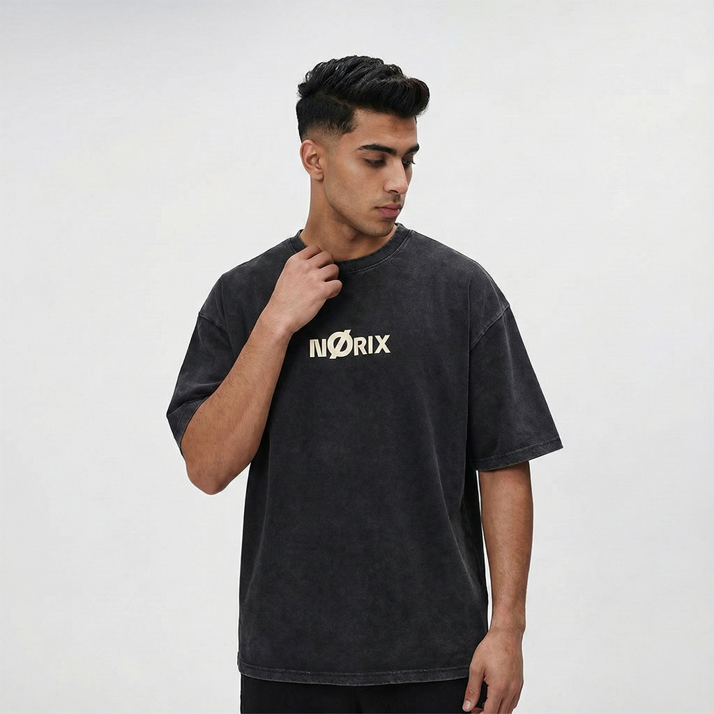 NØRIX Core Ø Oversized T-Shirt – Obsidian Void | Premium Cotton (Unisex)