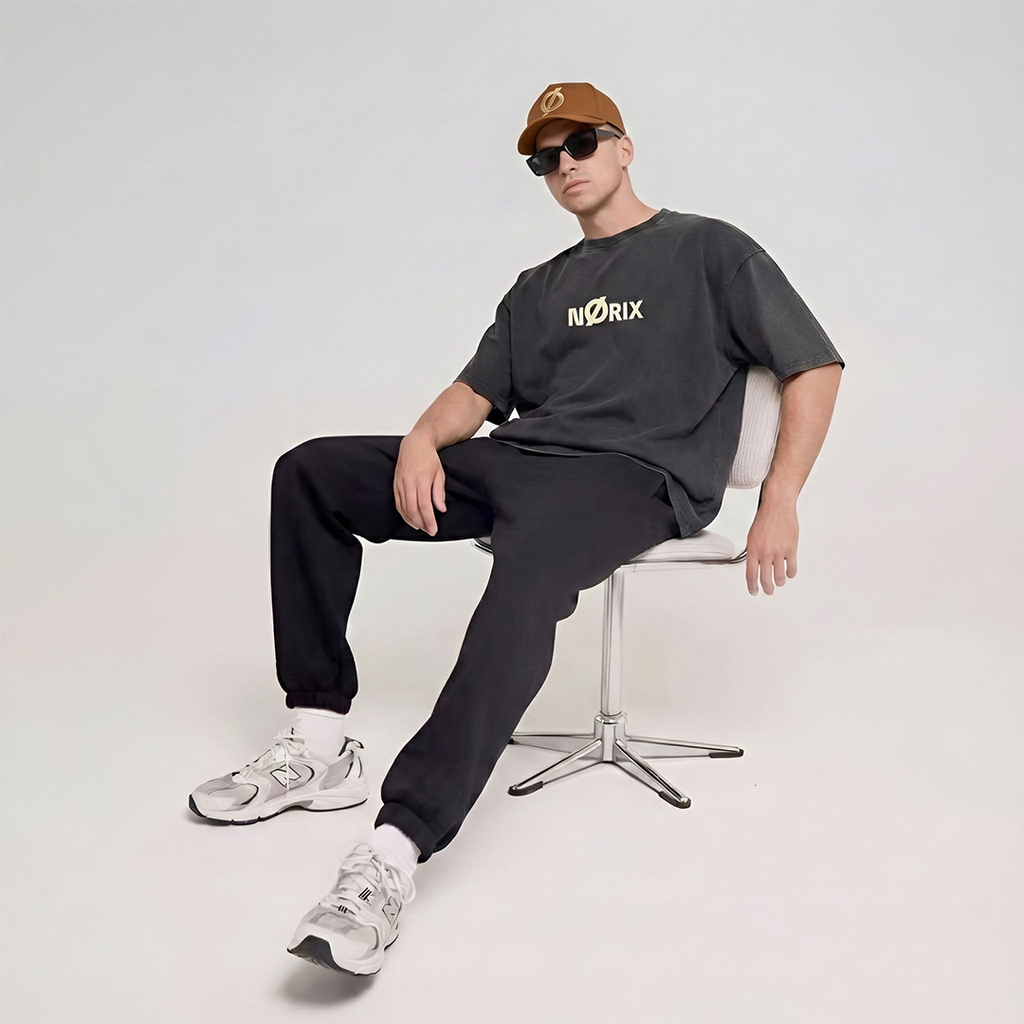 NØRIX Core Ø Oversized T-Shirt – Obsidian Void | Premium Cotton (Unisex)