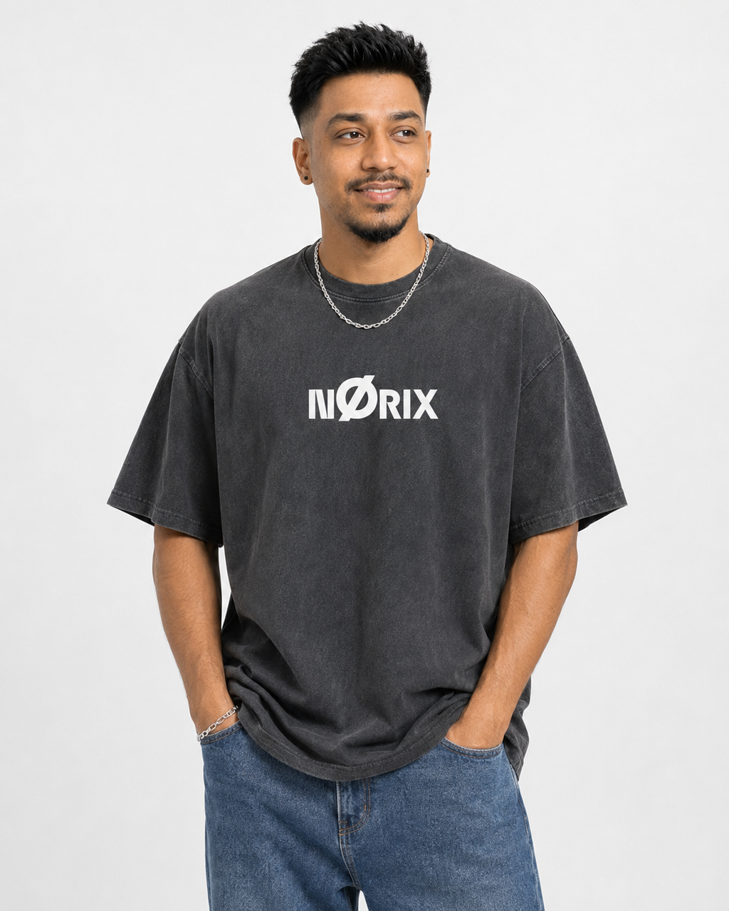 NØRIX Core Ø Oversized T-Shirt – Obsidian Void | 230 GSM Premium Cotton (Unisex)