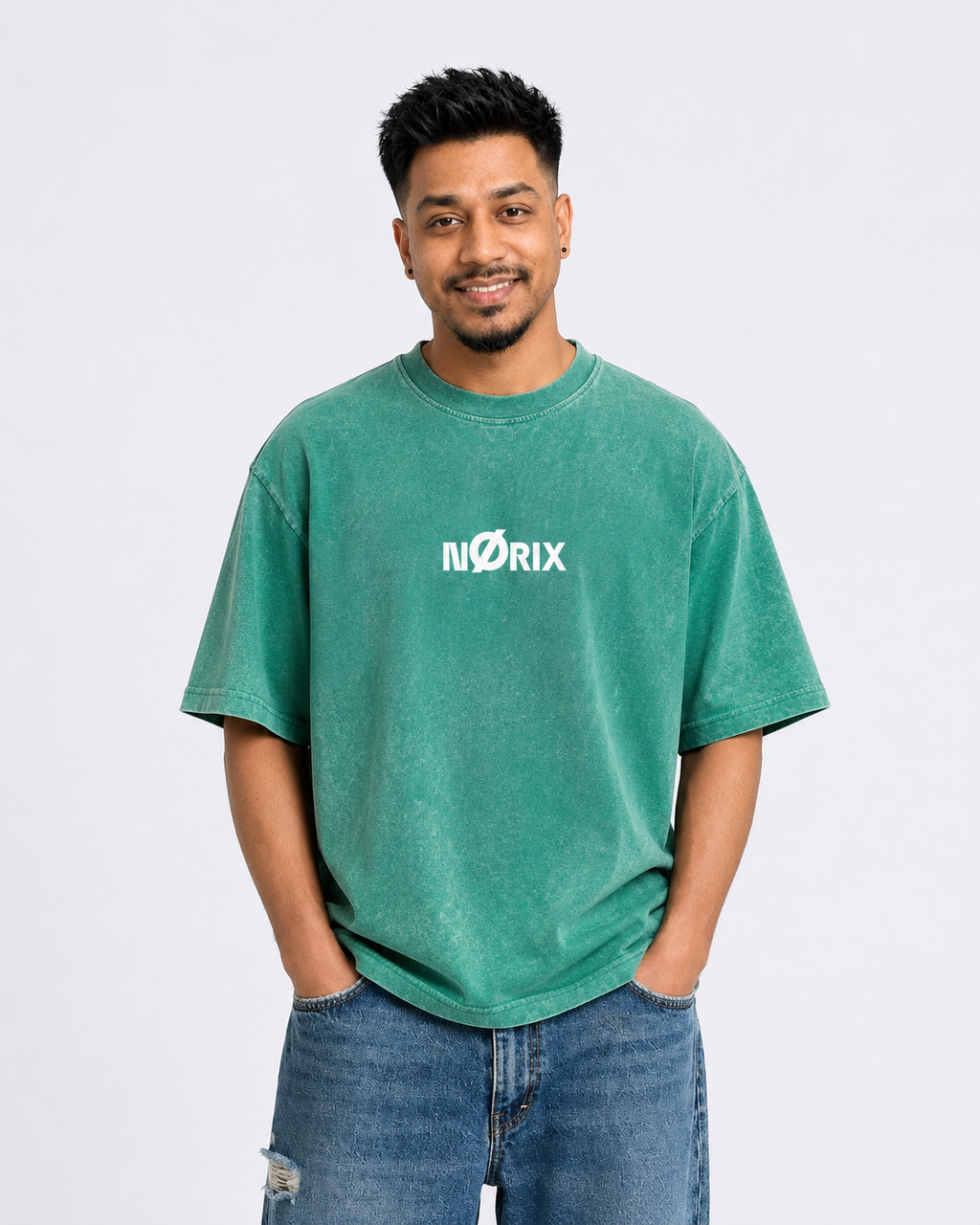 NØRIX Core Ø Oversized T-Shirt – Toxic Jade | 230 GSM Premium Cotton (Unisex)