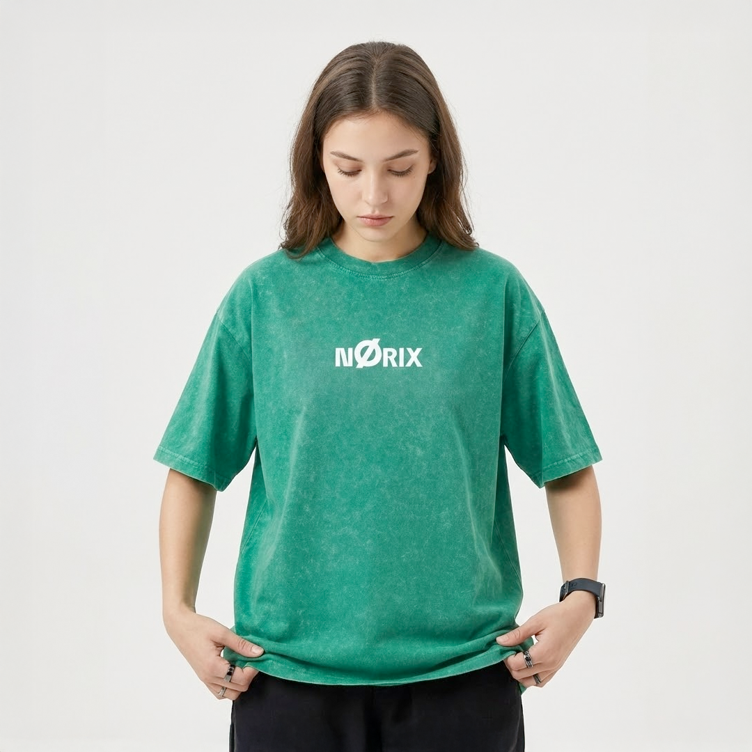 NØRIX Core Ø Oversized T-Shirt – Toxic Jade | Premium Cotton (Unisex)