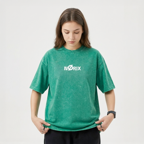 NØRIX Core Ø Oversized T-Shirt – Toxic Jade | Premium Cotton (Unisex)