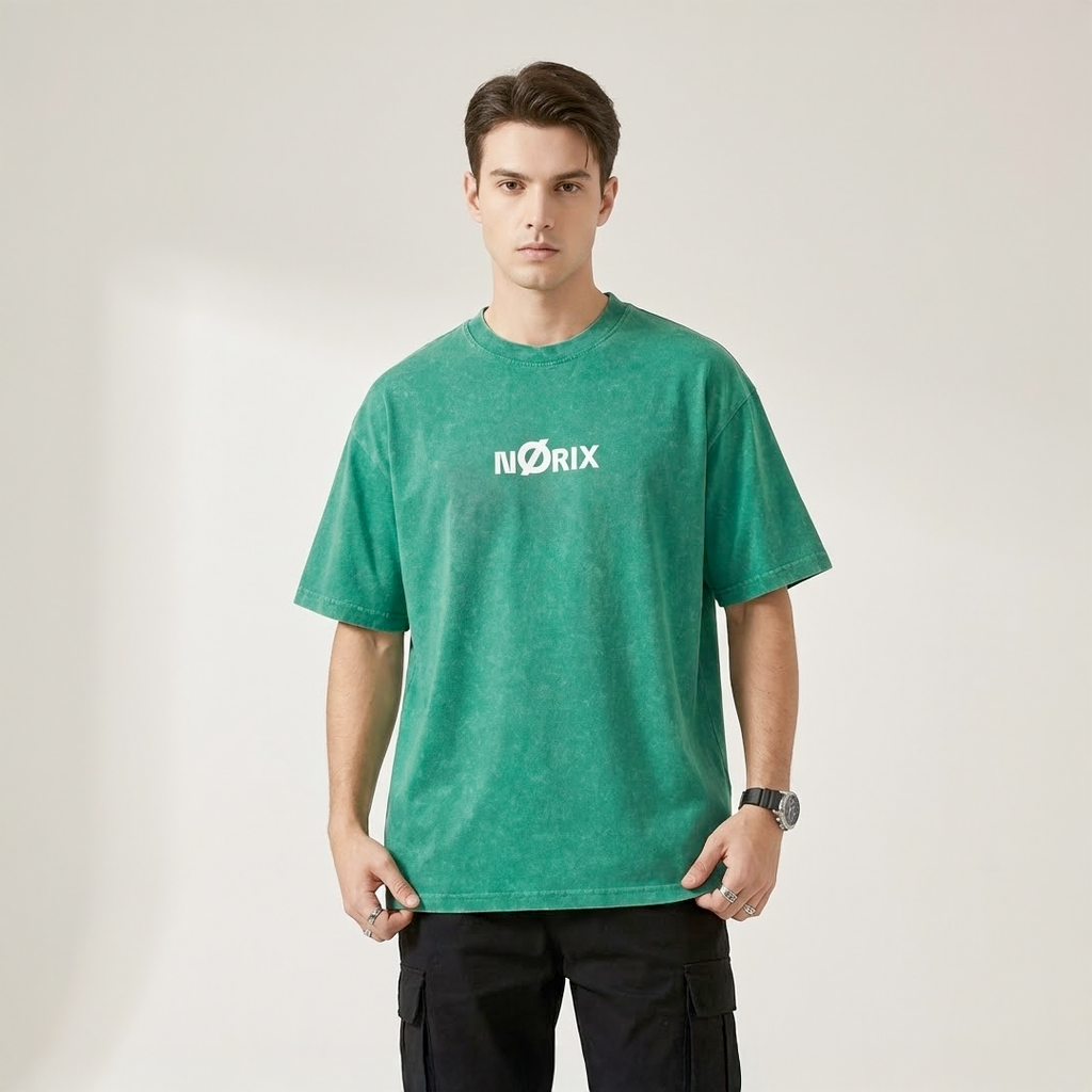 NØRIX Core Ø Oversized T-Shirt – Toxic Jade | Premium Cotton (Unisex)
