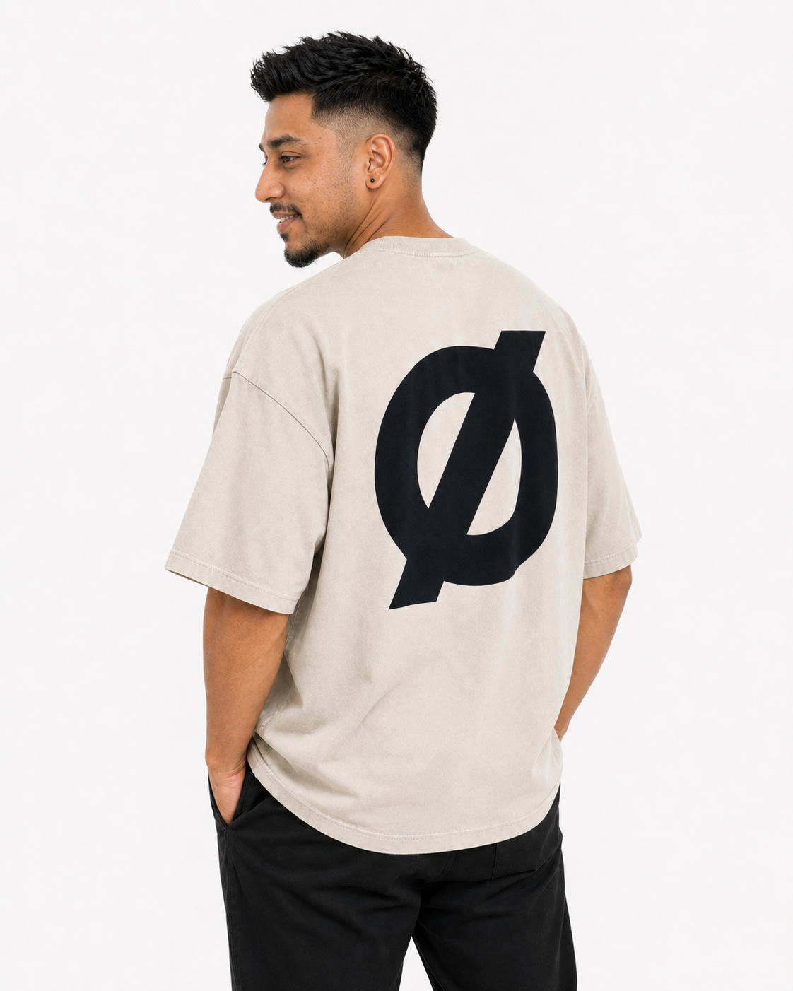 NØRIX Core Ø Oversized T-Shirt – Concrete Sand | 230 GSM Premium Cotton (Unisex)