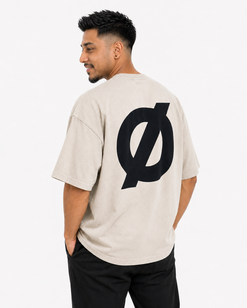 NØRIX Core Ø Oversized T-Shirt – Concrete Sand | 230 GSM Premium Cotton (Unisex)