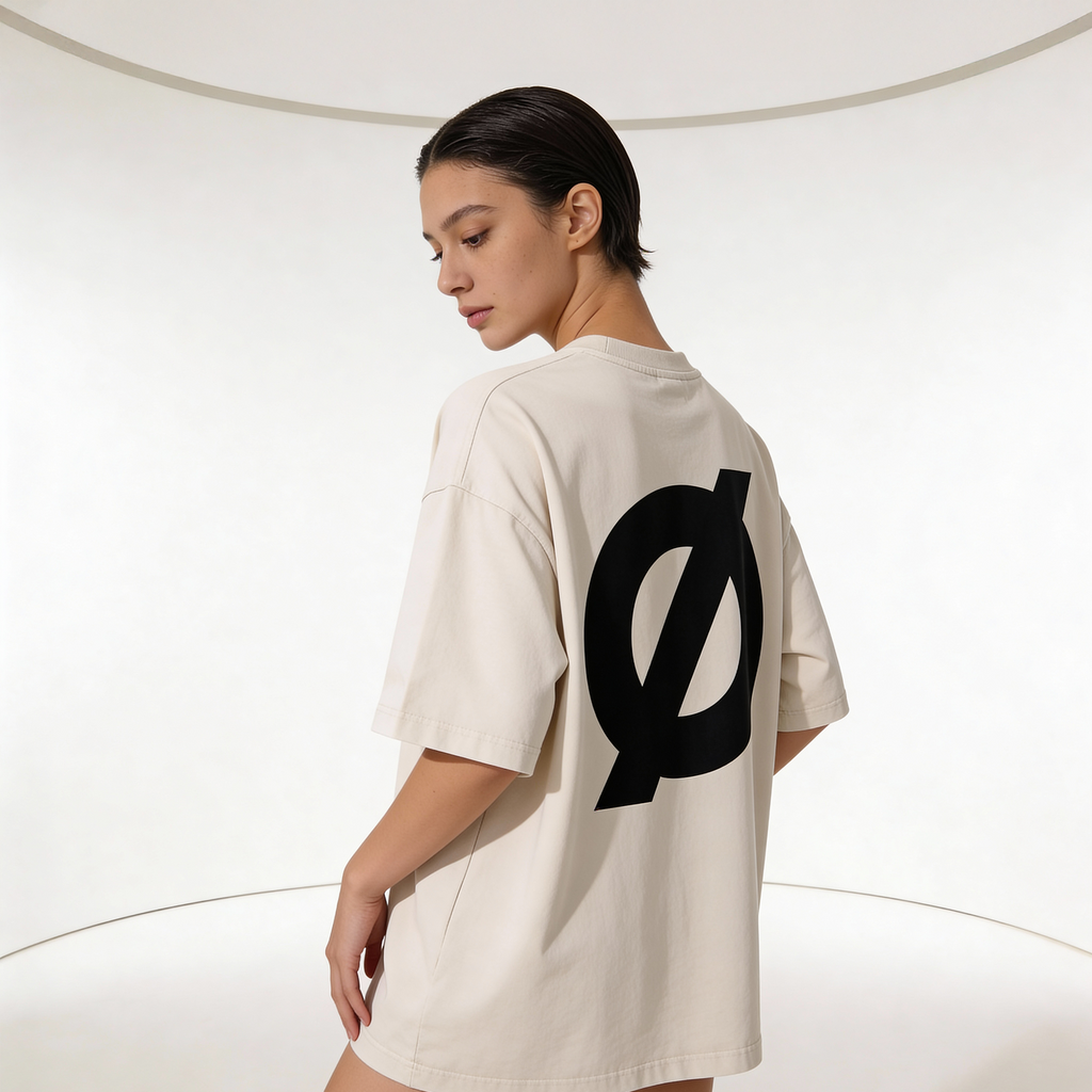 NØRIX Core Ø Oversized T-Shirt – Concrete Sand | Premium Cotton (Unisex)