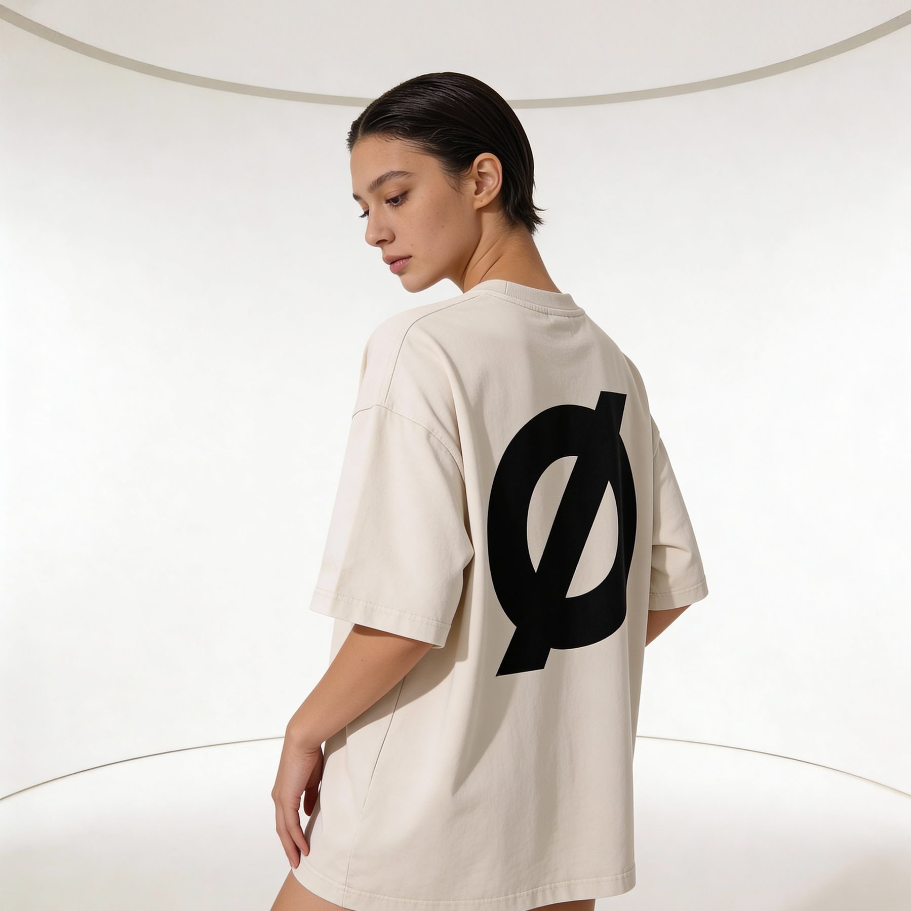 NØRIX Core Ø Oversized T-Shirt – Concrete Sand | Premium Cotton (Unisex)